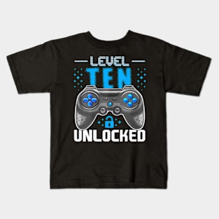 Level 10 Unlocked Video Gamer 10th Birthday Gamer Kids T-Shirt